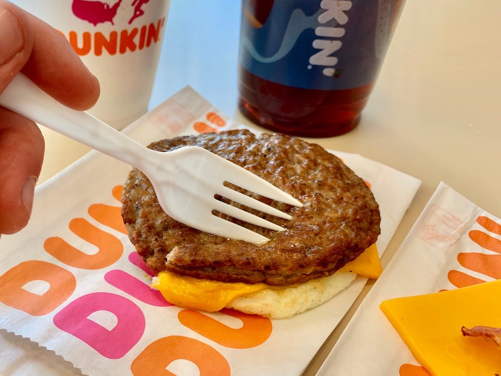 dunkin' sausage eggs and cheese breakfast