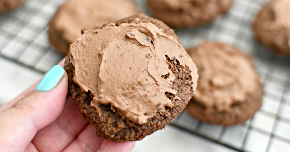 holding a keto chocolate cookie 