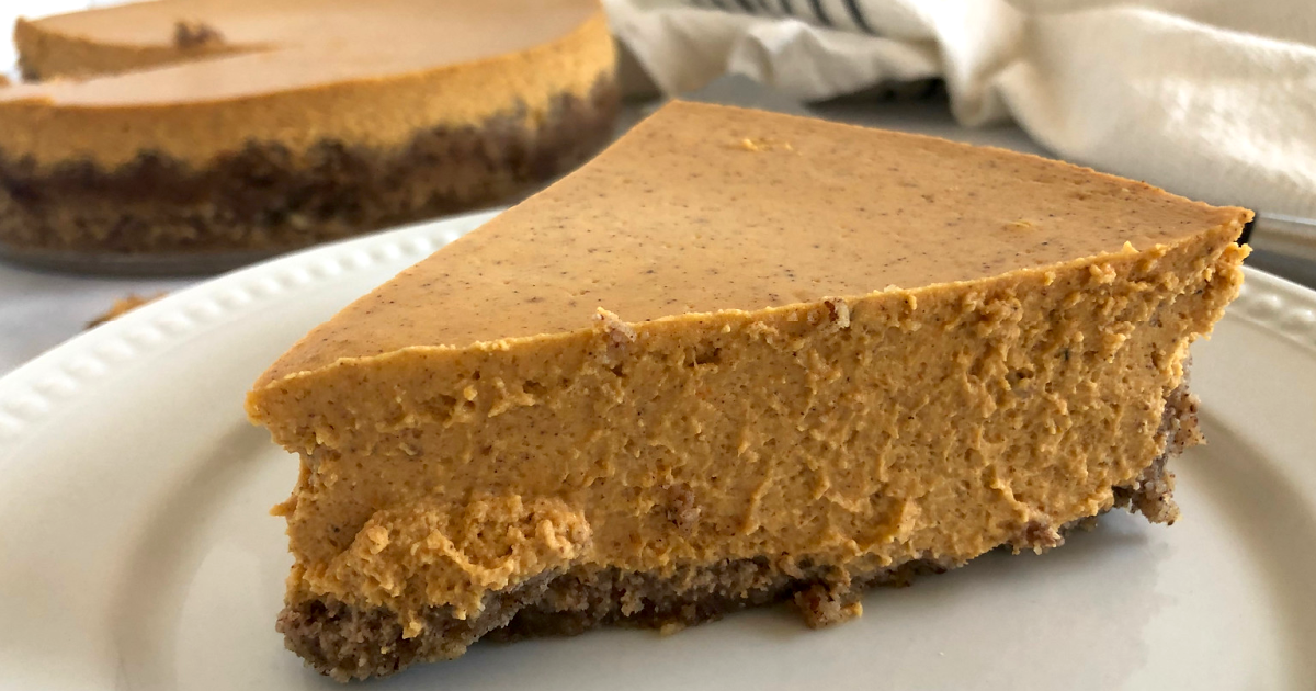 Easy Keto Pumpkin Cheesecake with Pecan Crust | Hip2Keto