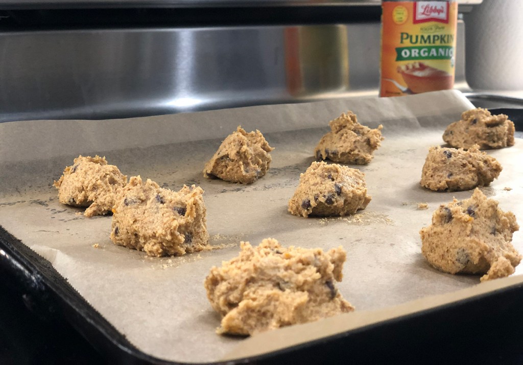 keto pumpkin cookie dough mounds on tray