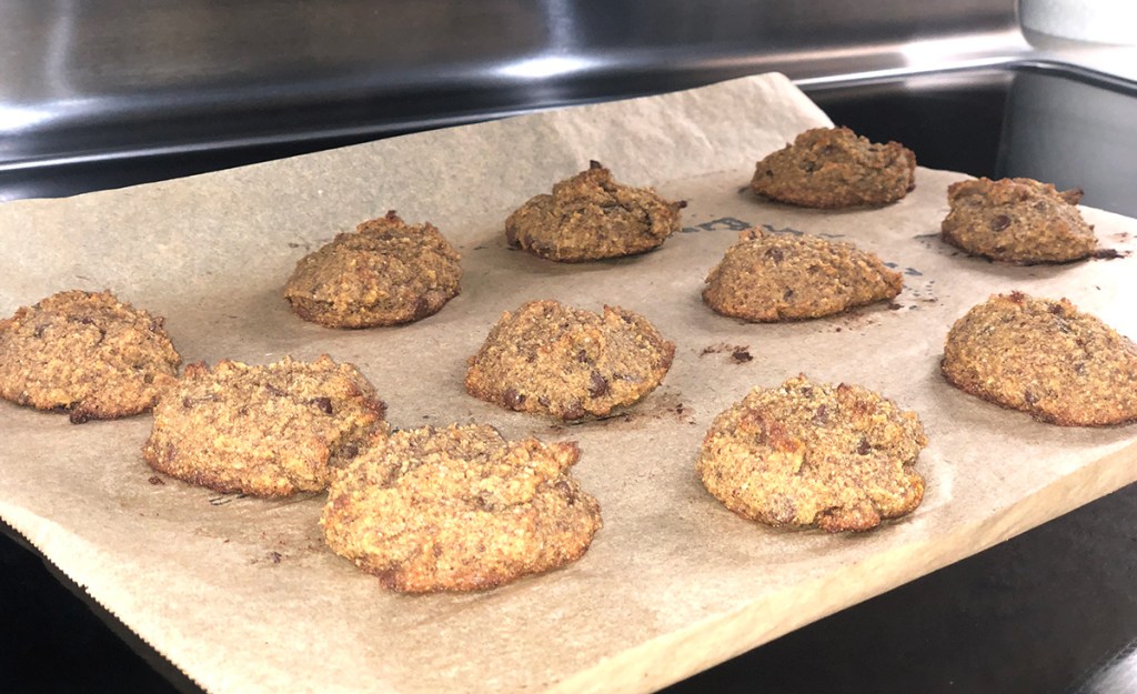 baked keto pumpkin cookies on tray