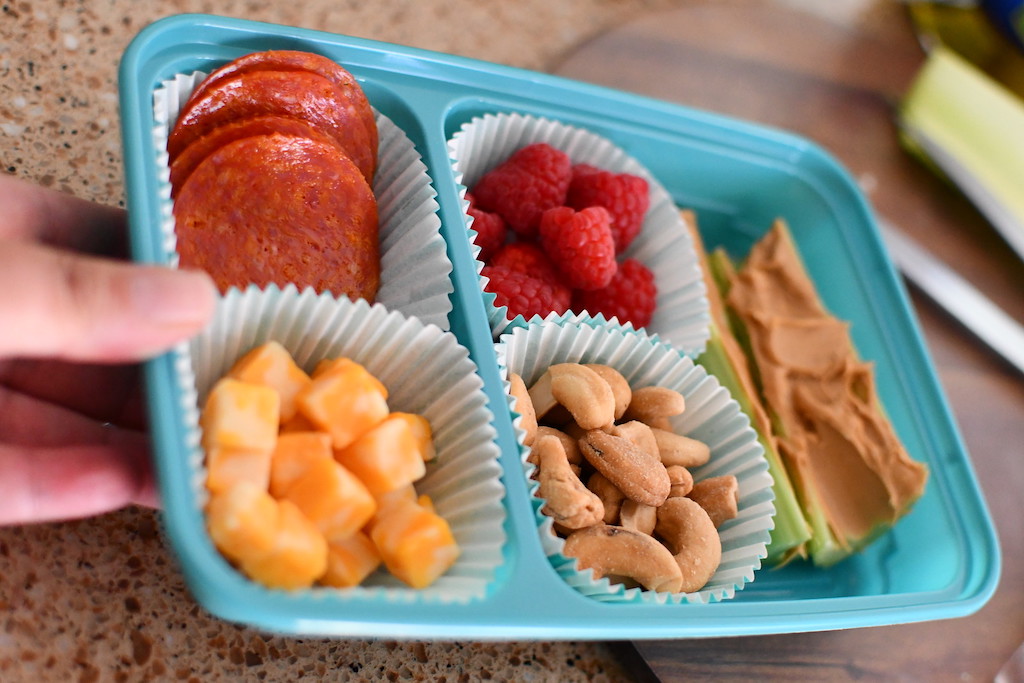 lunch container filled with keto foods