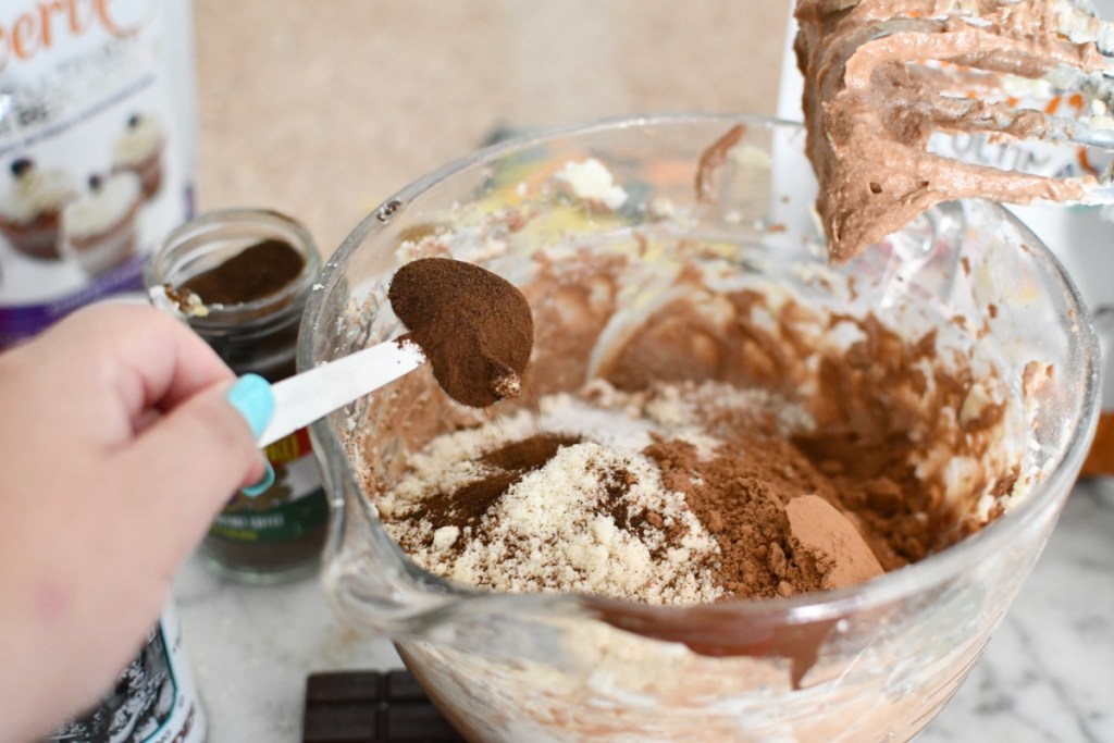mixing up keto chocolate cookies