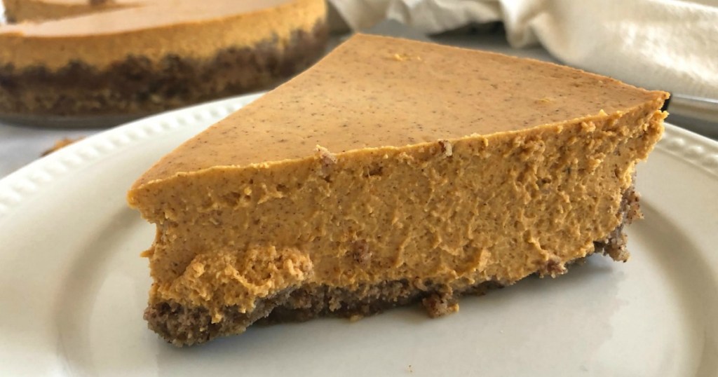 slice of keto pumpkin cheesecake 