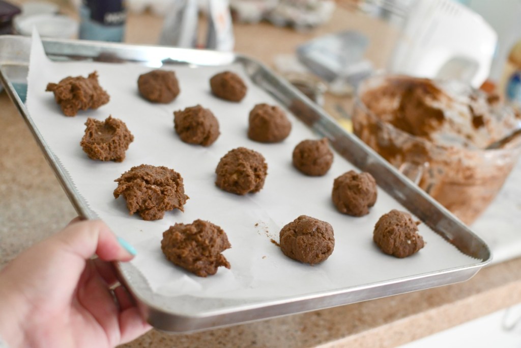 tray of keto cookies on a baking sheet