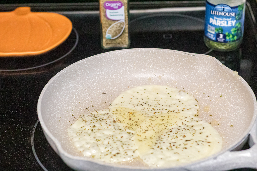 cheese slices in pan 