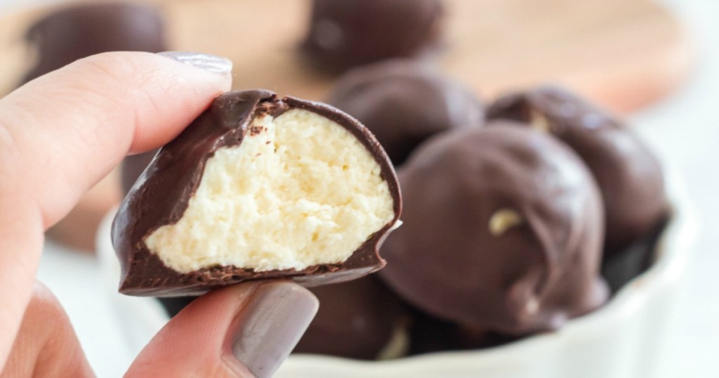 holding cream cheese fat bombs