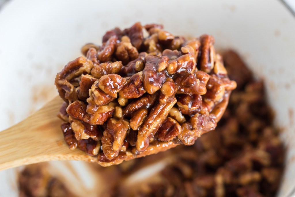 spoonful of caramelized pecans