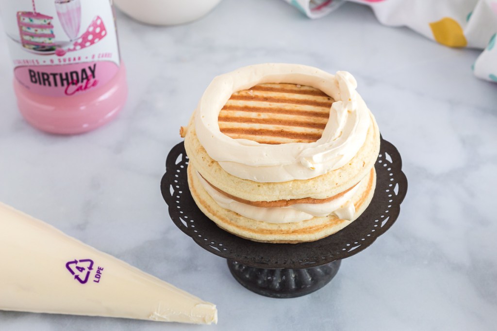 cake chaffle with icing layer