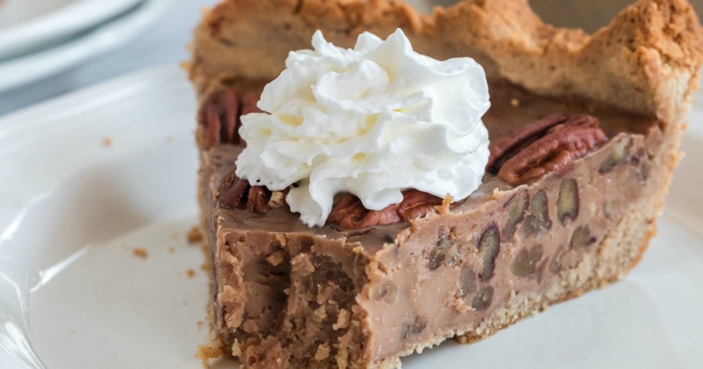 keto pecan pie with whipped cream 