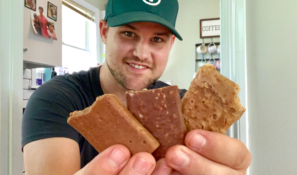 Stetson holding Perfect Keto bars