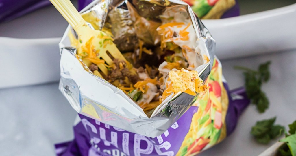 fork inside Quest chips walking taco bag 