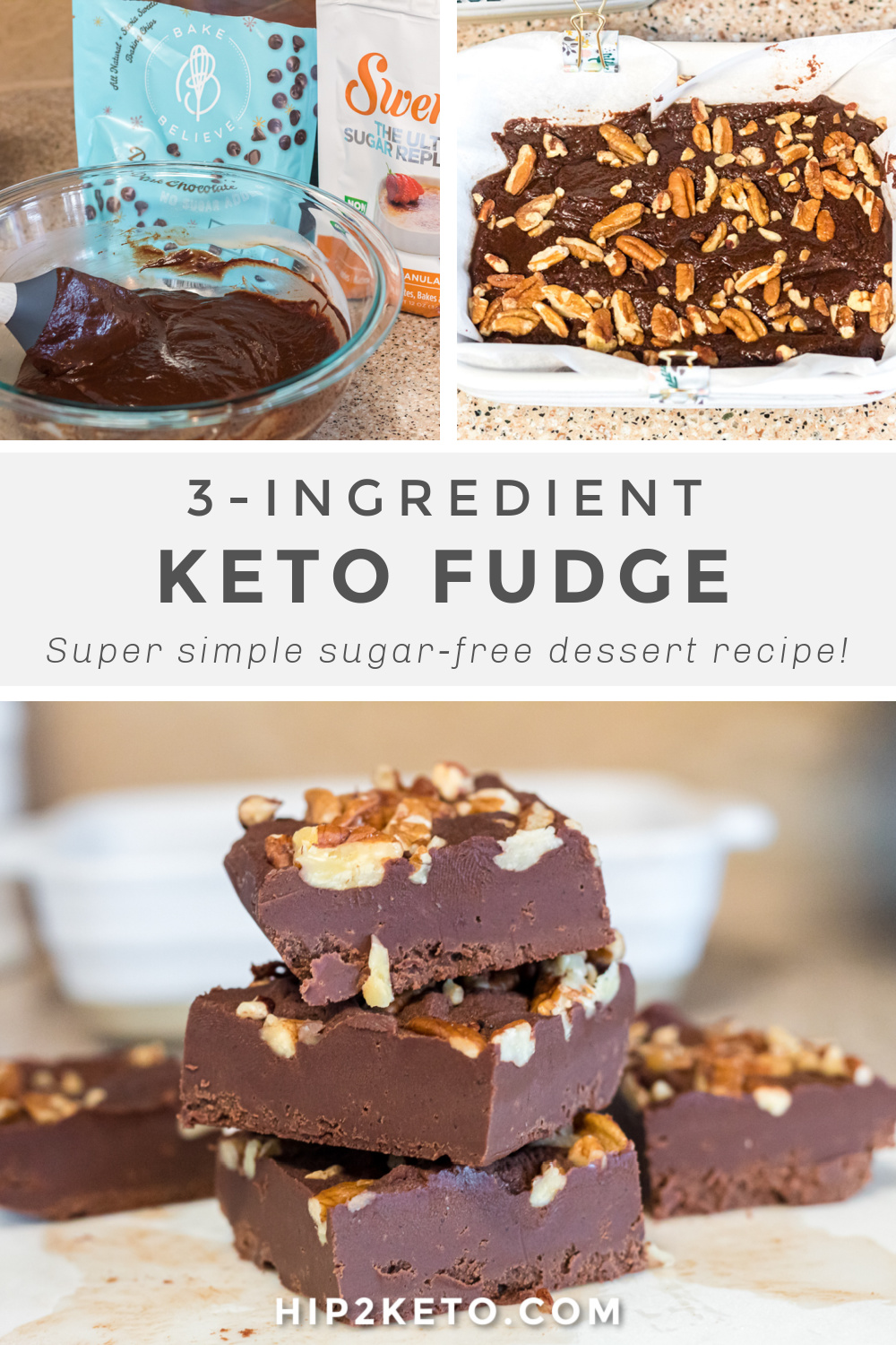 Easy Keto Chocolate Fudge Recipe (Just 3 Ingredients!) | Hip2Keto