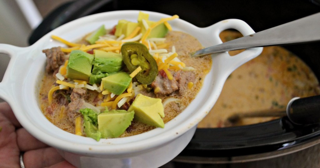 bowl of keto taco soup
