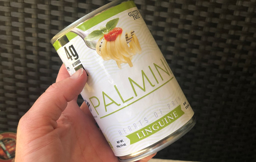 Can of Palmini hearts of palm pasta