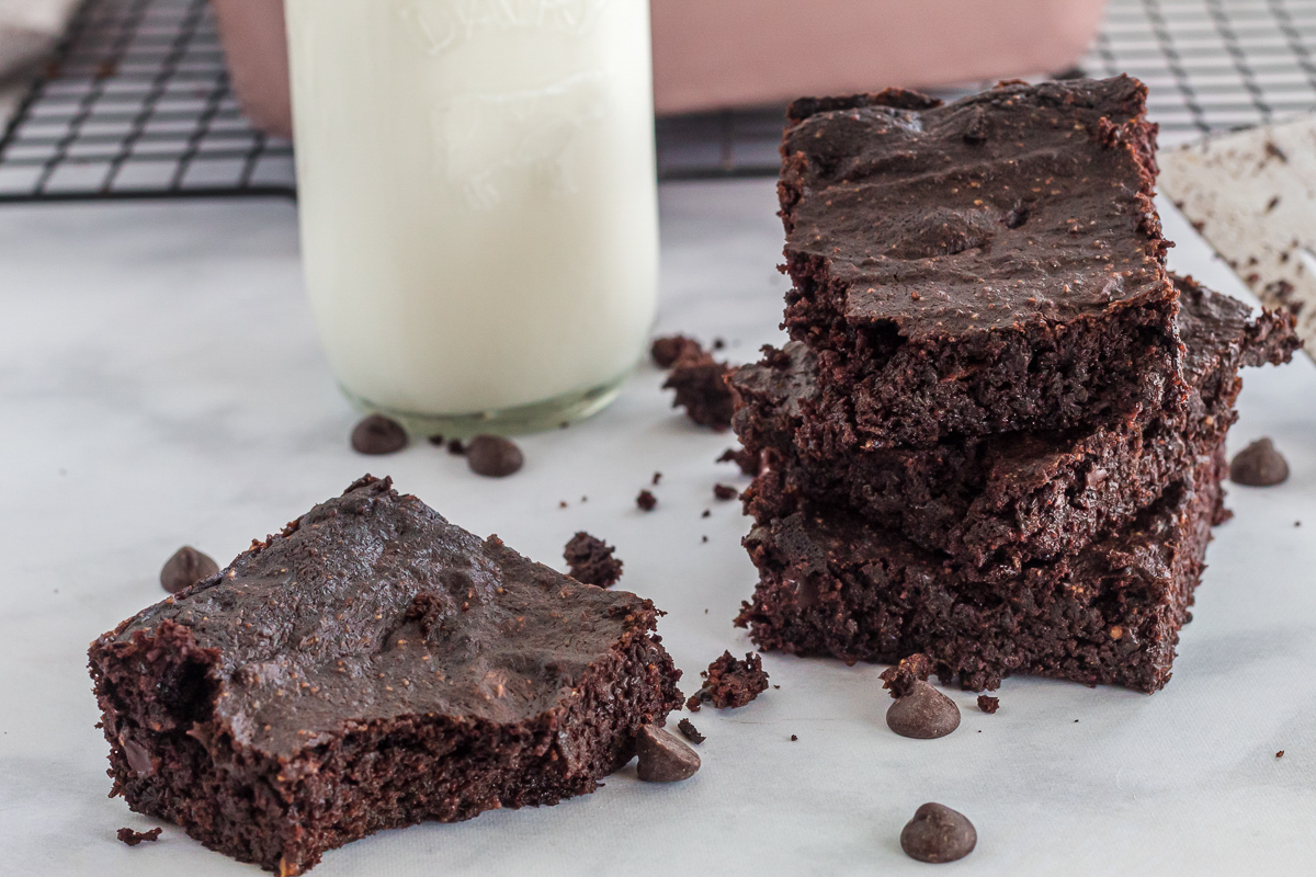 keto avocado brownie with a bite out of one