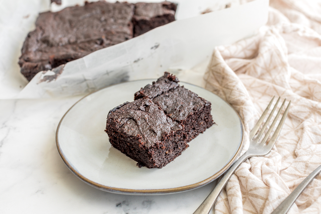 keto avocado brownies on plate 