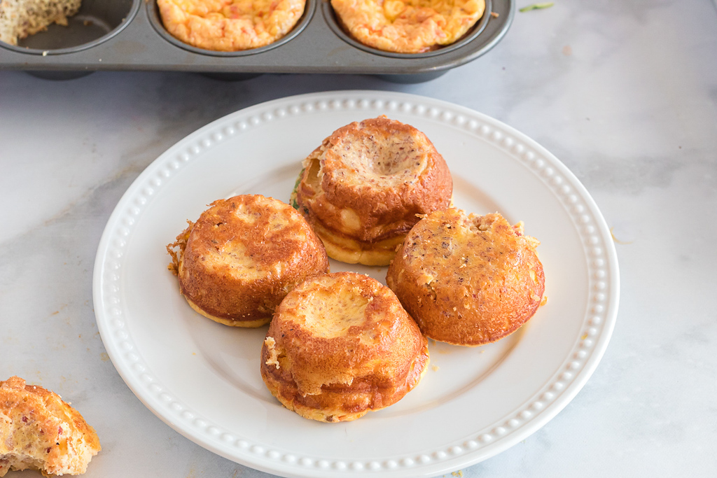 keto egg bites on white plate 