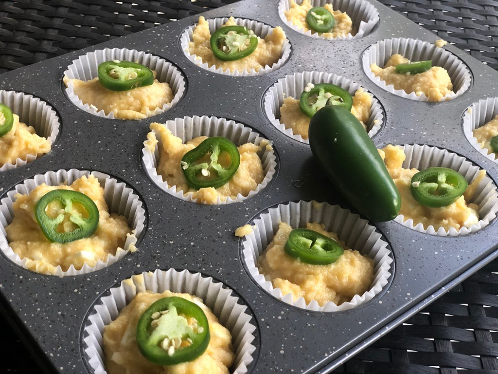 Keto cornbread muffins with jalapeno