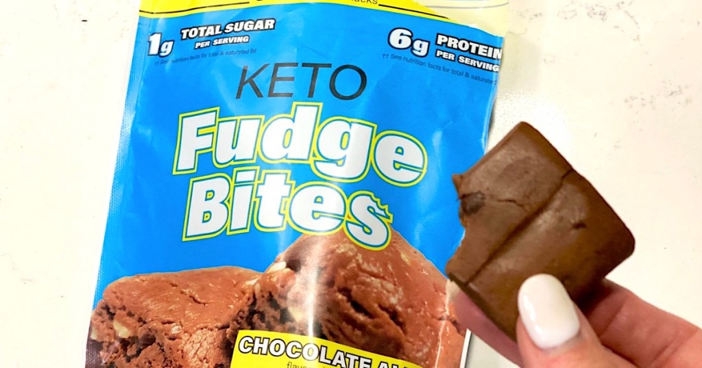 Hand Holding Keto Fudge Bites