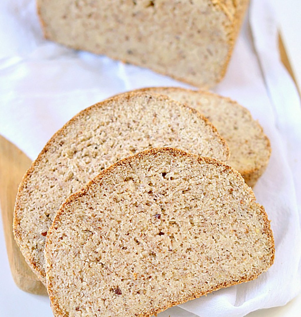 Keto vegan bread loaf and slices from 