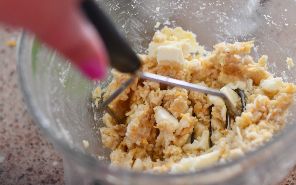 mashing biscuit mix