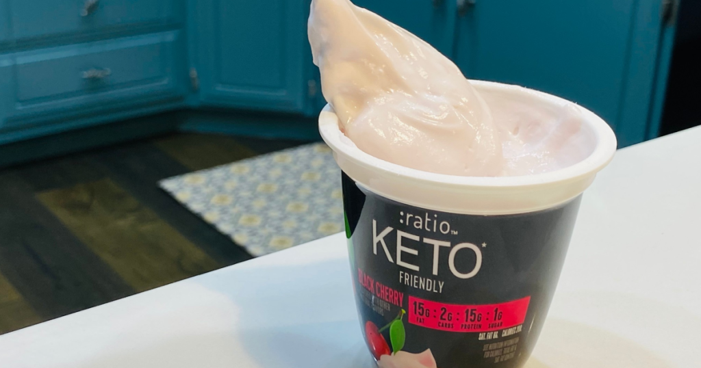 spoon in Ratio keto friendly yogurt