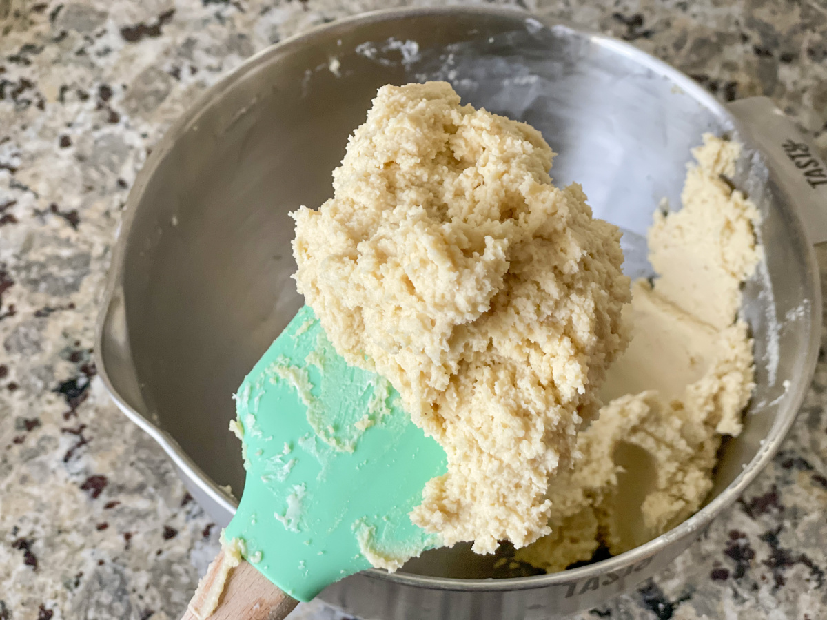spoonful of soft keto sugar cookie batter 