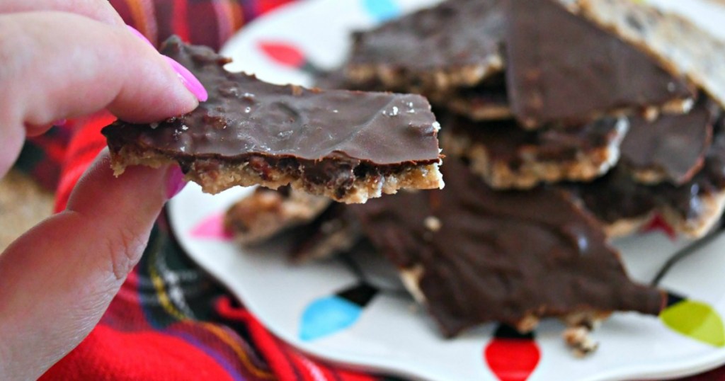 holding piece of keto Christmas crack 