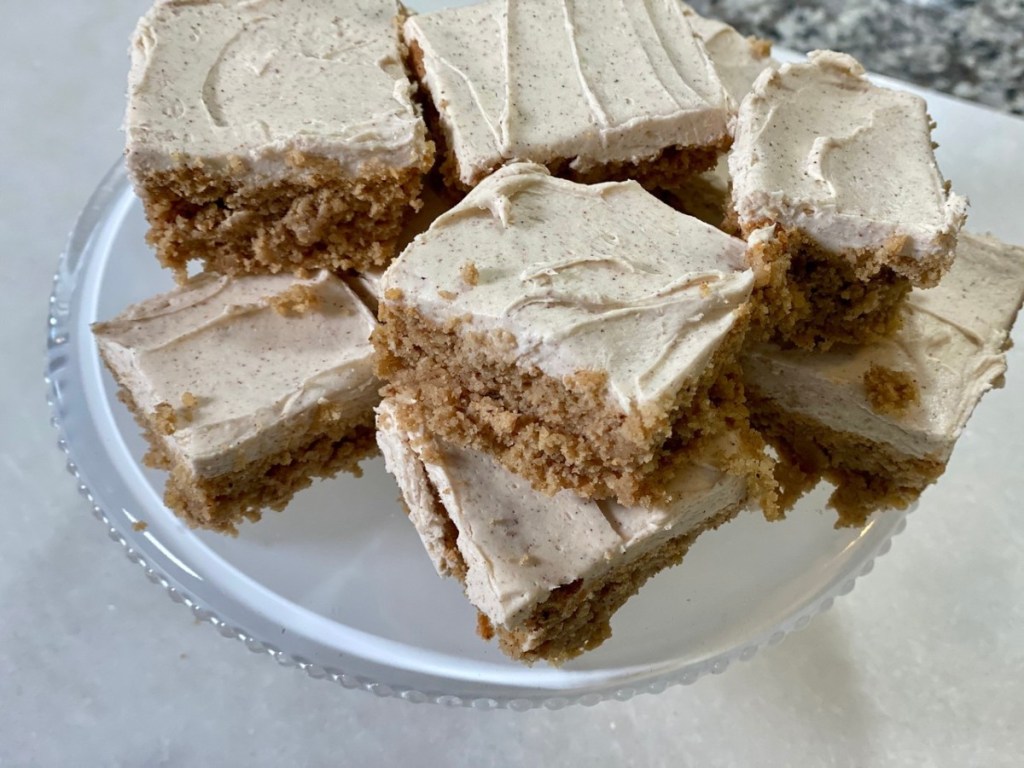 slices of keto spice cake on plate
