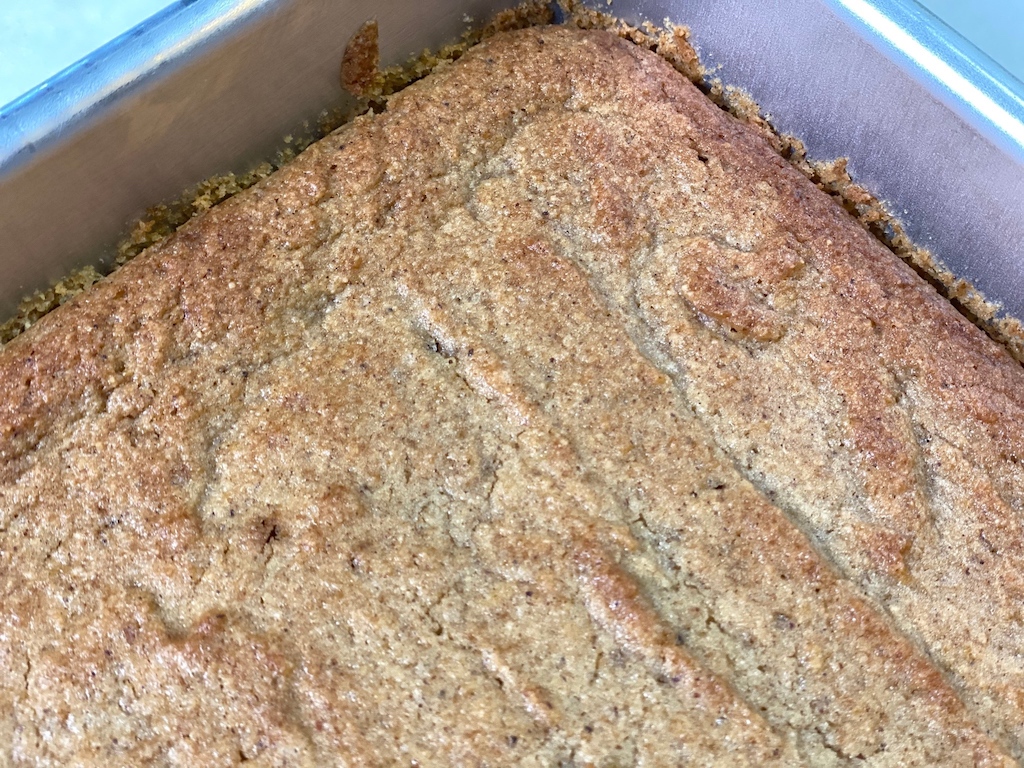 keto spice cake in pan