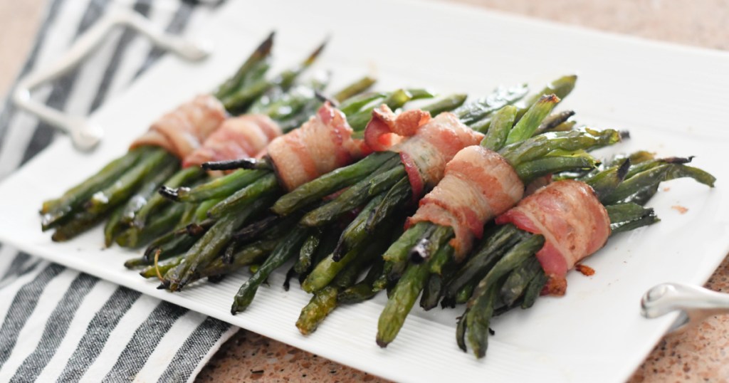 plate with keto green bean bundles