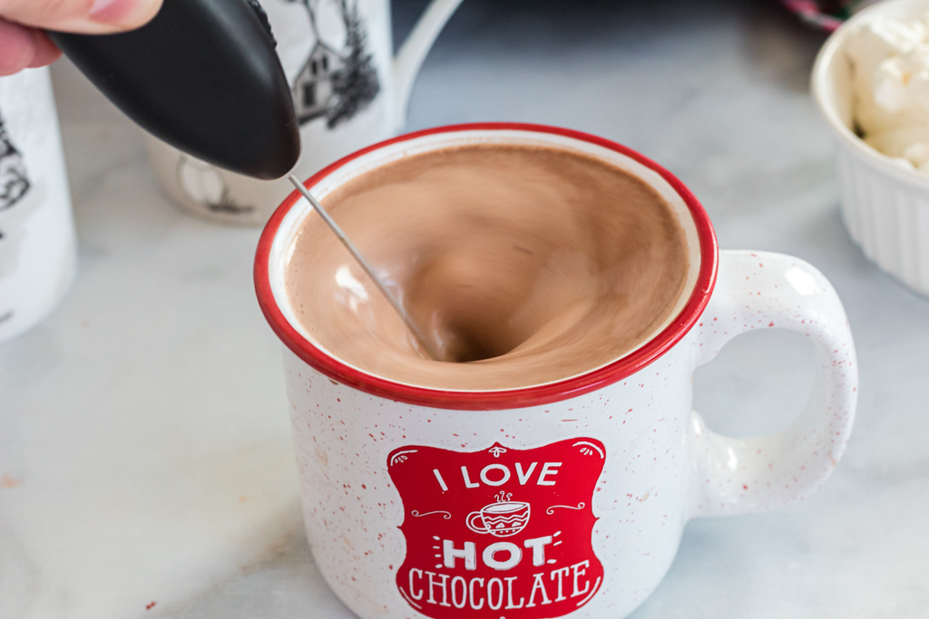 Using frother in keto hot chocolate 