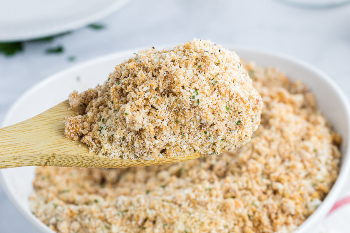 huge spoonful of keto bread crumbs 