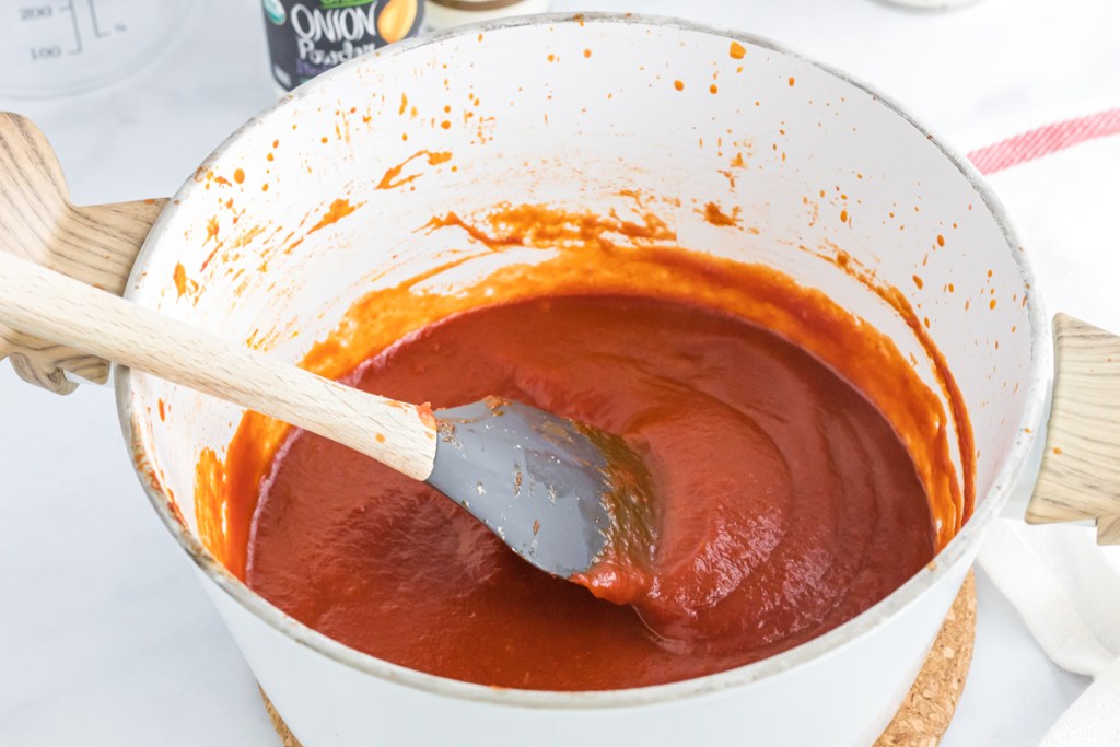 stirring ketchup