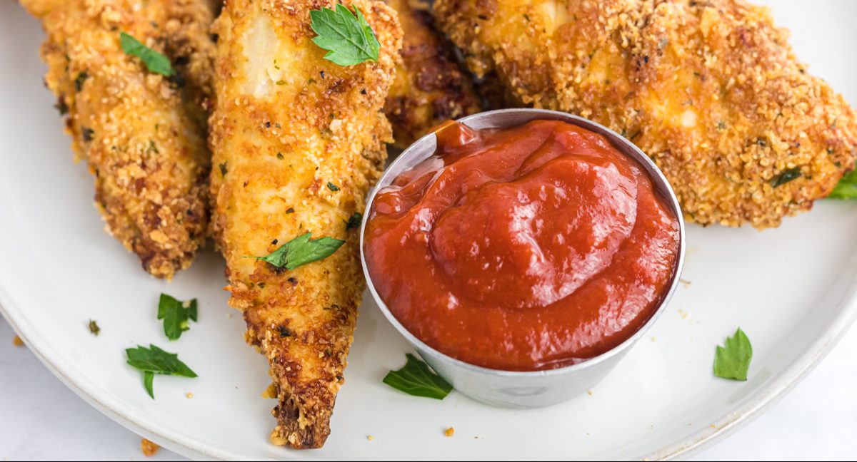 homemade keto ketchup - one of the best keto friendly condiments - next to chicken tenders