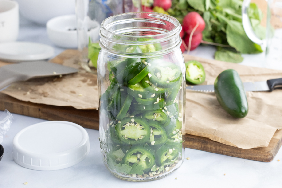 jalapeños in a mason jar