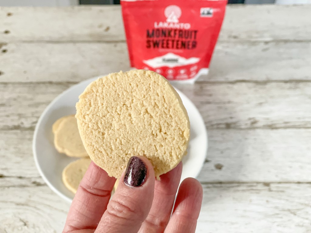 keto sweeteners taste test holding sugar cookie