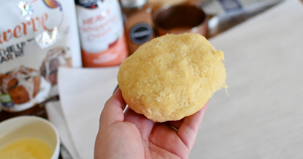 ball of keto cinnamon roll dough