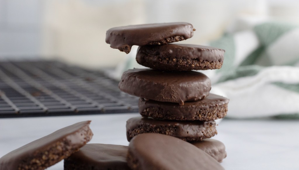stack of keto thin mint cookies