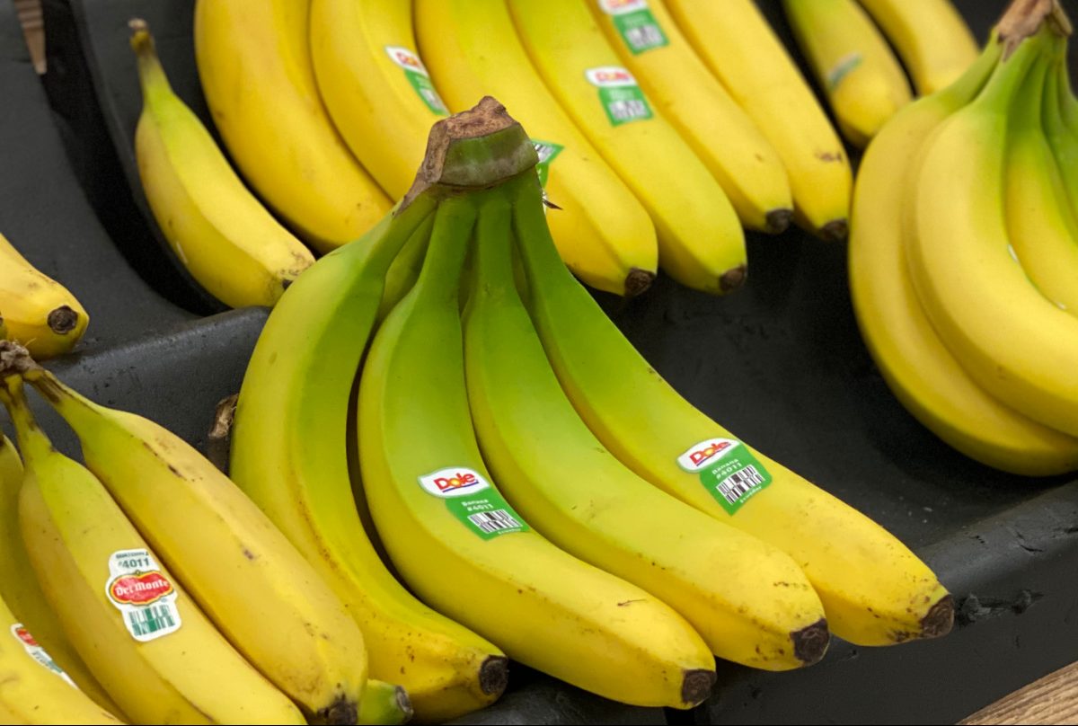 Bunches of bananas - foods to avoid on keto - displayed in the grocery store