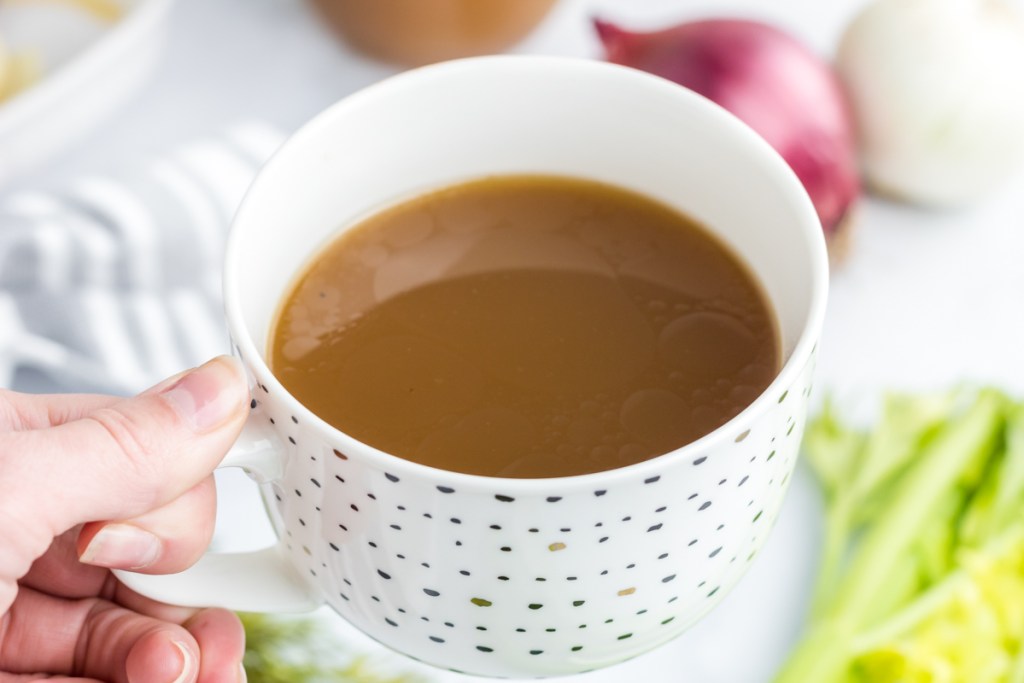 a cup of homemade bone broth