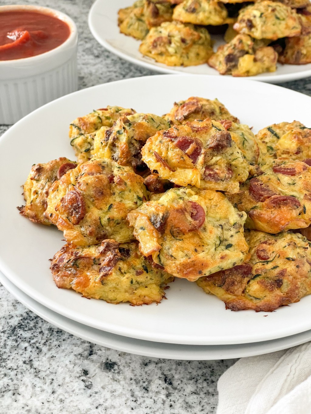 zucchini pizza bites plated