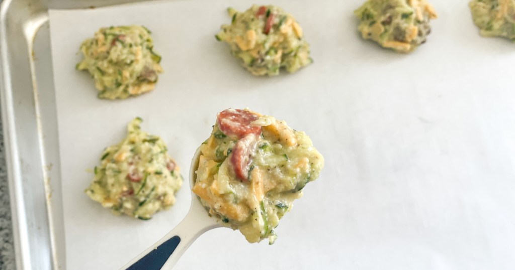 zucchini pizza bites being formed