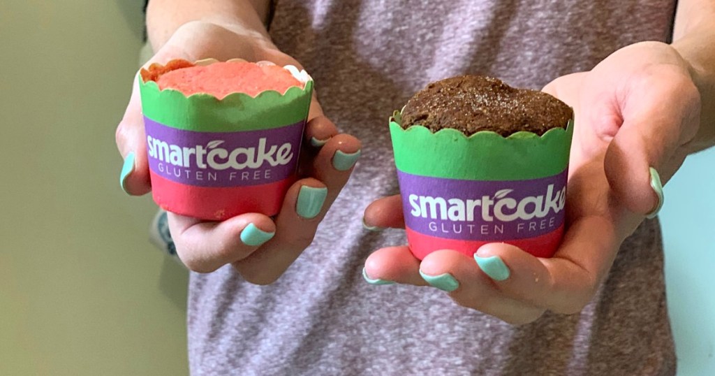 woman holding keto SmartCakes in both hands