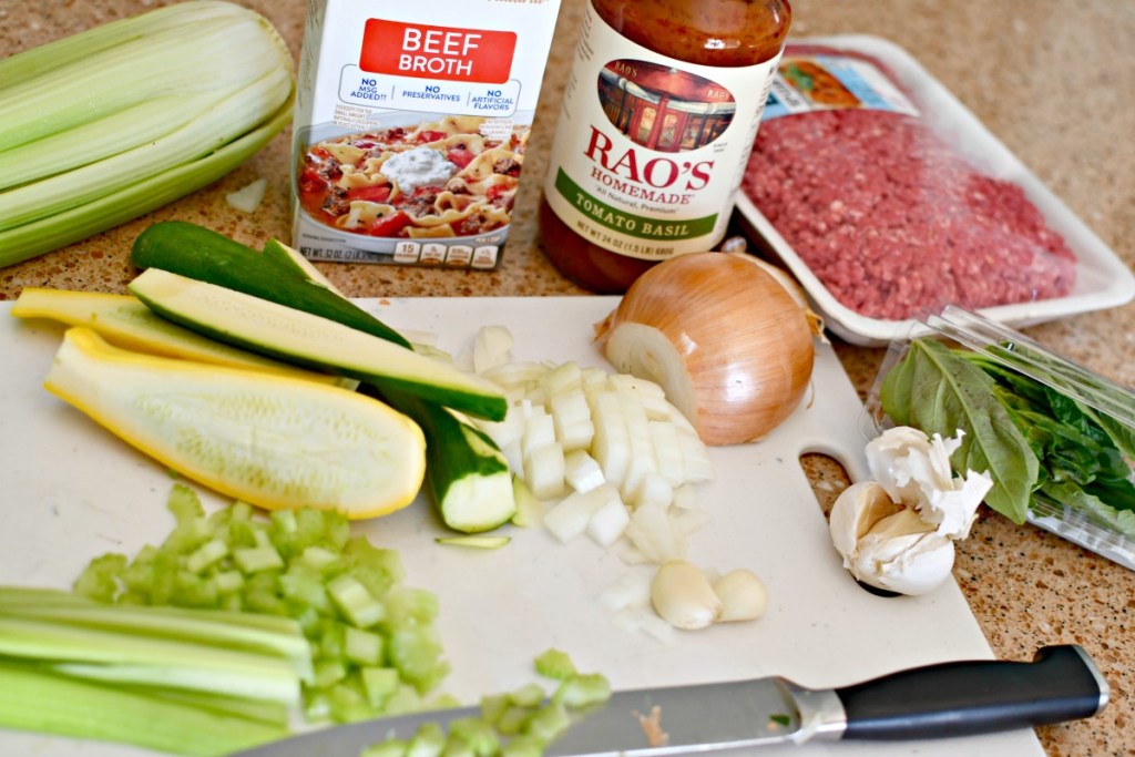 ingredients on counter for low carb goulash