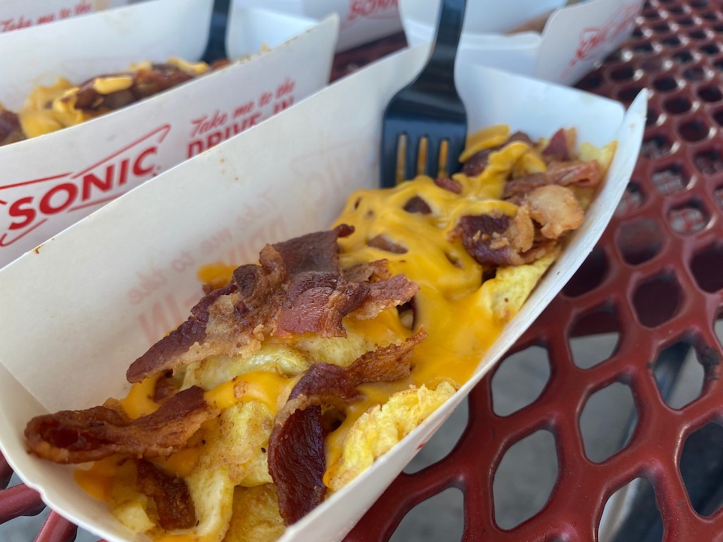 keto egg and bacon breakfast burrito at Sonic with no tortilla