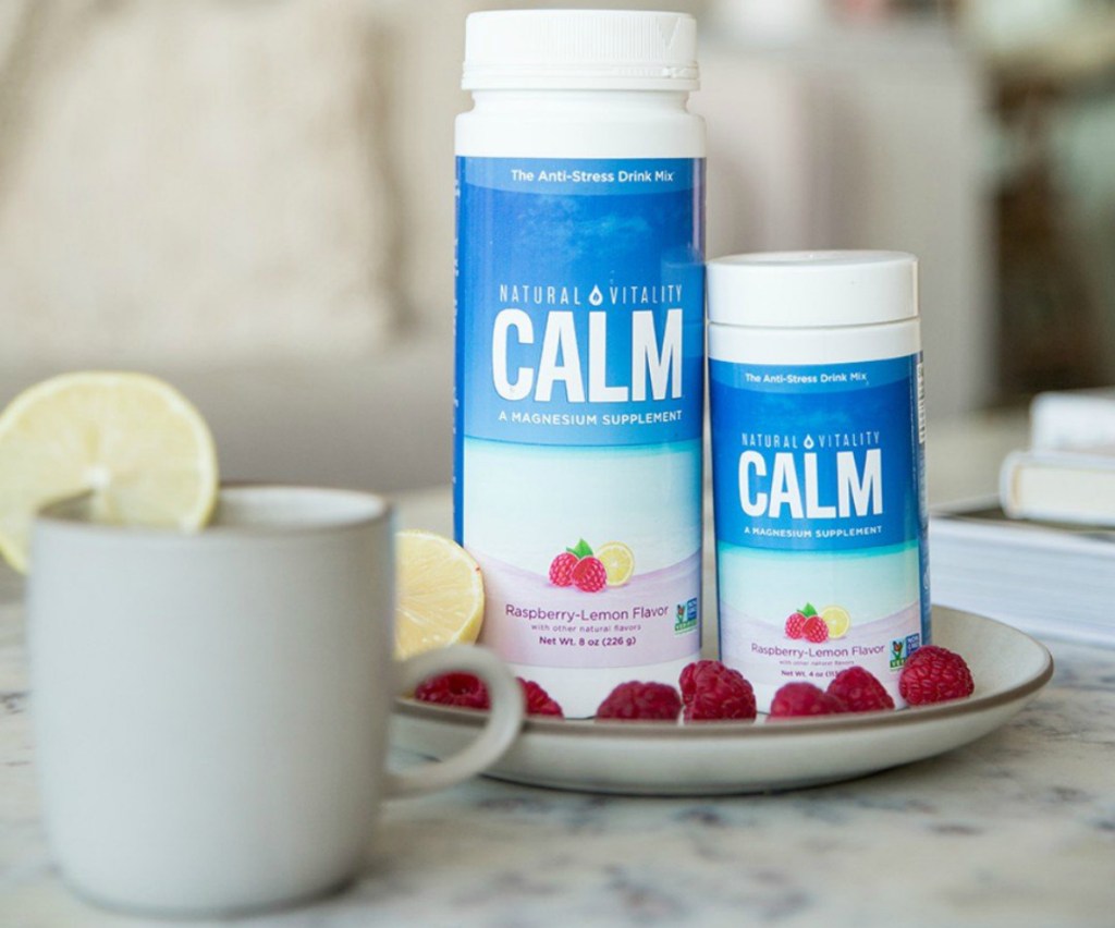 natural vitality calm containers on counter