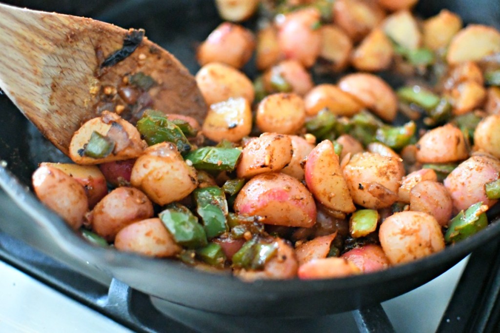 skillet of radish breakfast potatoes