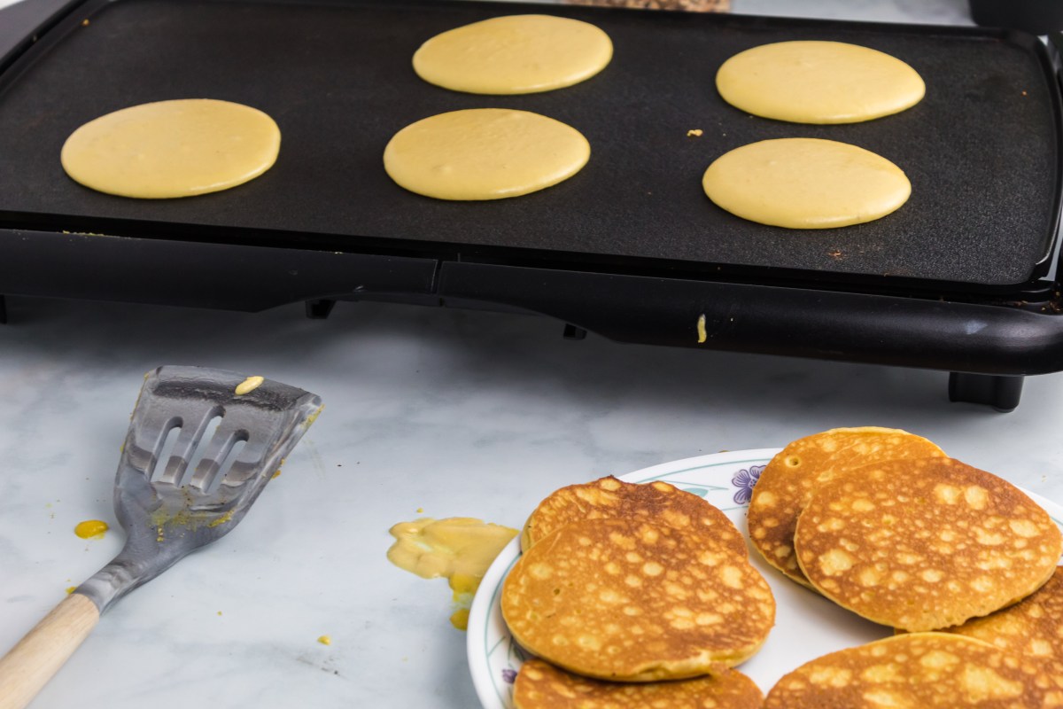 cooking breakfast on the griddle